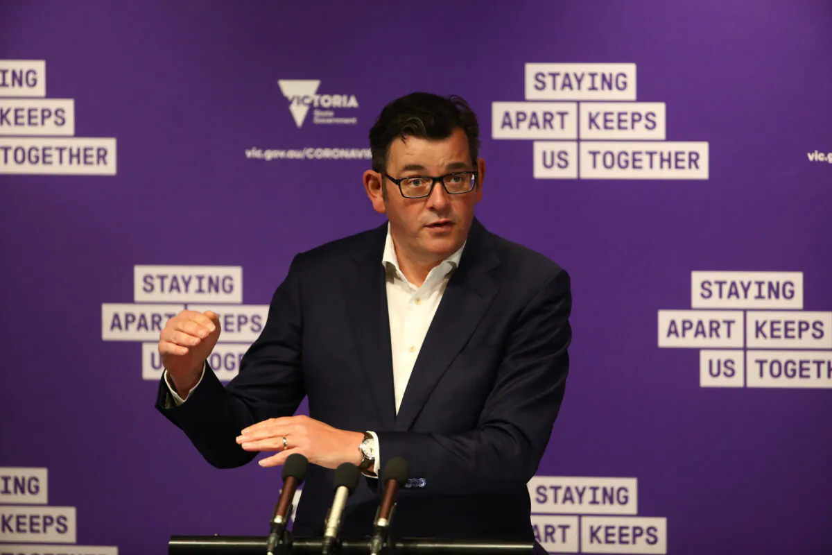 Victorian Premier Daniel Andrews speaks during a press conference in Melbourne, Australia, on Oct. 14, 2020. (Robert Cianflone/Getty Images)