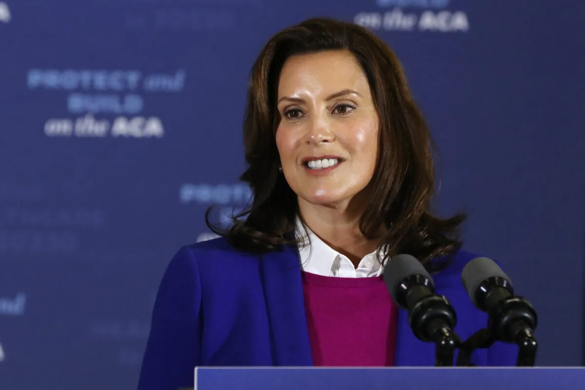 Michigan Gov. Gretchen Whitmer at Beech Woods Recreation Center in Southfield, Mich., Oct. 16, 2020. (Chip Somodevilla/Getty Images)