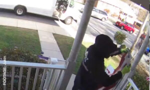 Delivery Man Pays Respect To Fallen Flag
