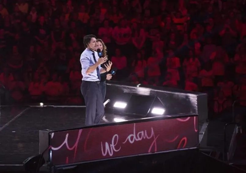 Prime Minister Justin Trudeau and his wife Sophie Grégoire Trudeau appear at the WE Day celebrations in Ottawa, on Nov. 10, 2015. (The Canadian Press/Adrian Wyld)