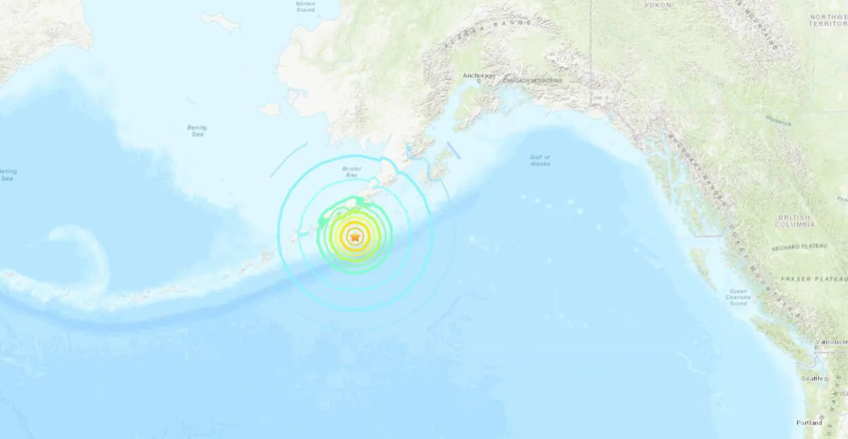 A 7.5 magnitude earthquake struck off the coast of Alaska, triggering a tsunami along the coast of the state. (USGS)