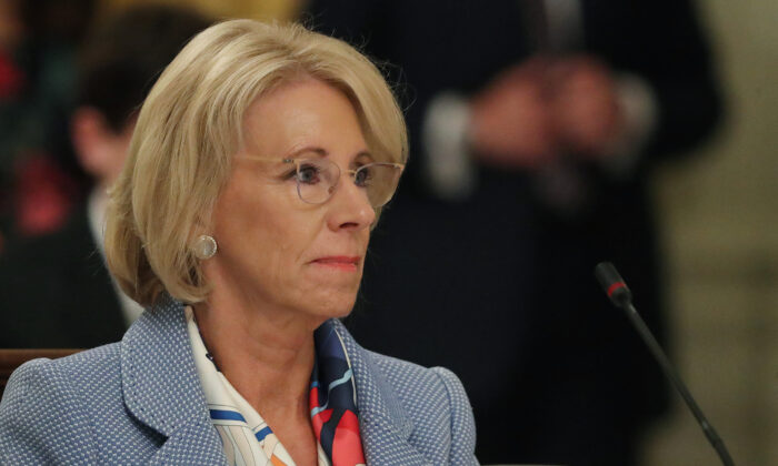 Education Secretary Betsy DeVos in the East Room at the White House on July 7, 2020. (Chip Somodevilla/Getty Images)