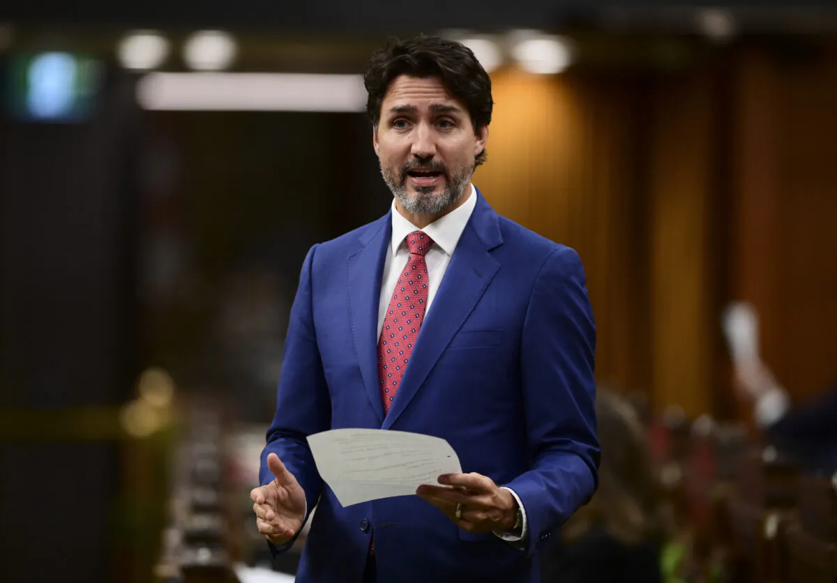 Prime Minister Justin Trudeau answers a question during question period in the House ofd Commons on Parliament Hill in Ottawa on Oct. 21, 2020. (THE CANADIAN PRESS/Sean Kilpatrick)