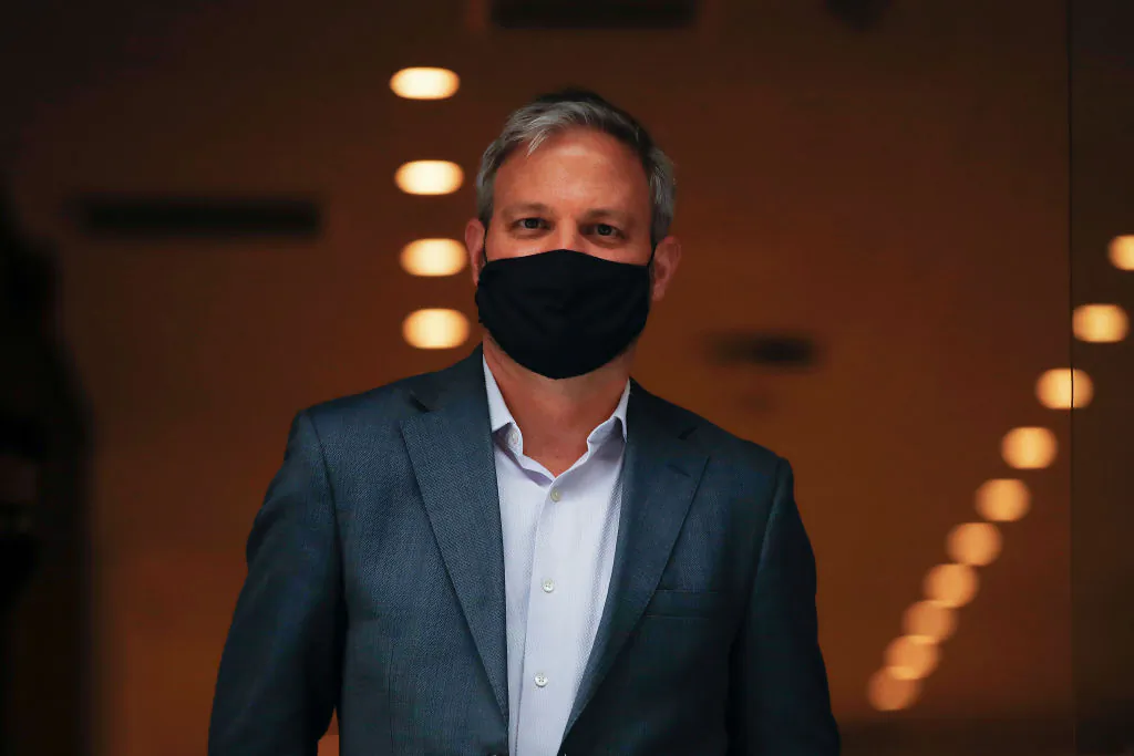 Victorian Chief Health Officer Brett Sutton leaving a press conference in Melbourne, Australia on Sept. 14, 2020. (Daniel Pockett/Getty Images)