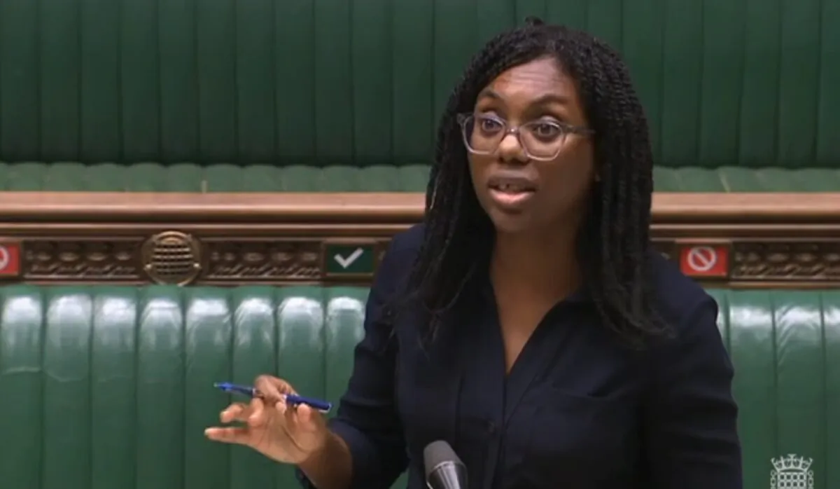 Equalities Minister Kemi Badenoch talks in the House of Commons in London on Oct. 20, 2020. (Parliament TV)