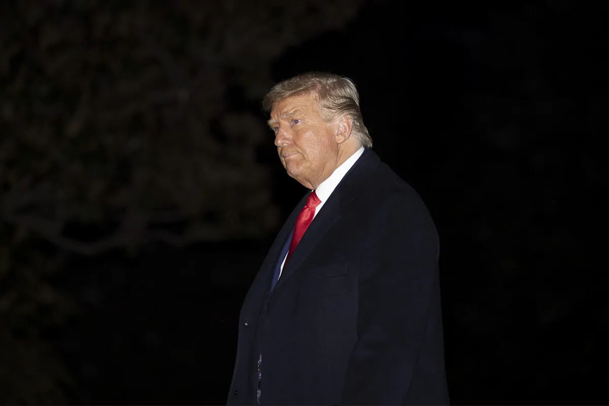 President Donald Trump walks on the south lawn of the White House in Washington, on Oct. 20, 2020. (Tasos Katopodis/Getty Images)
