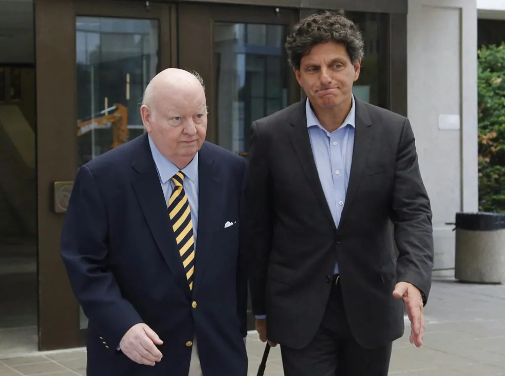 Sen. Mike Duffy arrives with his lawyer Lawrence Greenspon at the Ontario Court of Appeal in Toronto on January 16, 2020. (The Canadian PressColin Perkel)