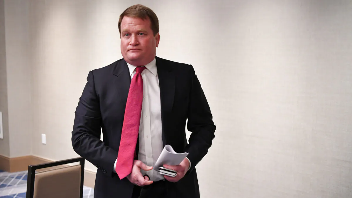 Tony Bobulinski, who claims to have been an associate of Hunter Biden, departs after speaking to reporters at a hotel in Nashville, Tennessee on Oct. 22, 2020, ahead of the final presidential debate. (Mandel Ngan/AFP via Getty Images)