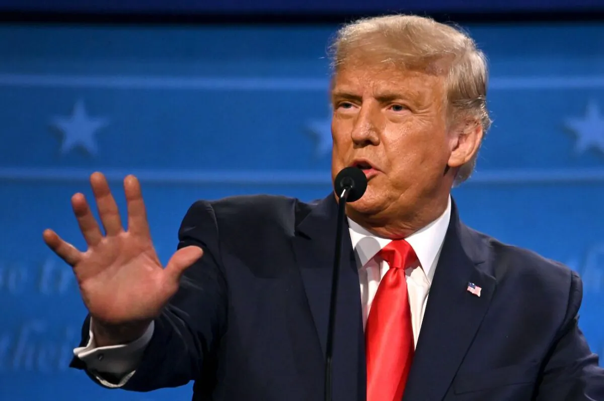 President Donald Trump speaks during the final presidential debate at Belmont University in Nashville, Tenn., on Oct. 22, 2020. (Jim Watson/AFP via Getty Images)