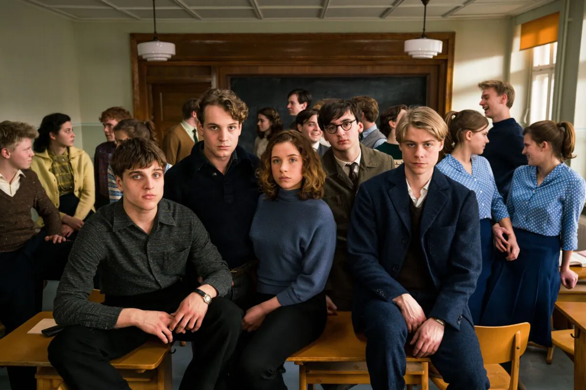 The cast of “The Silent Revolution” playing East German high school students in 1956. (Distrib Films US)