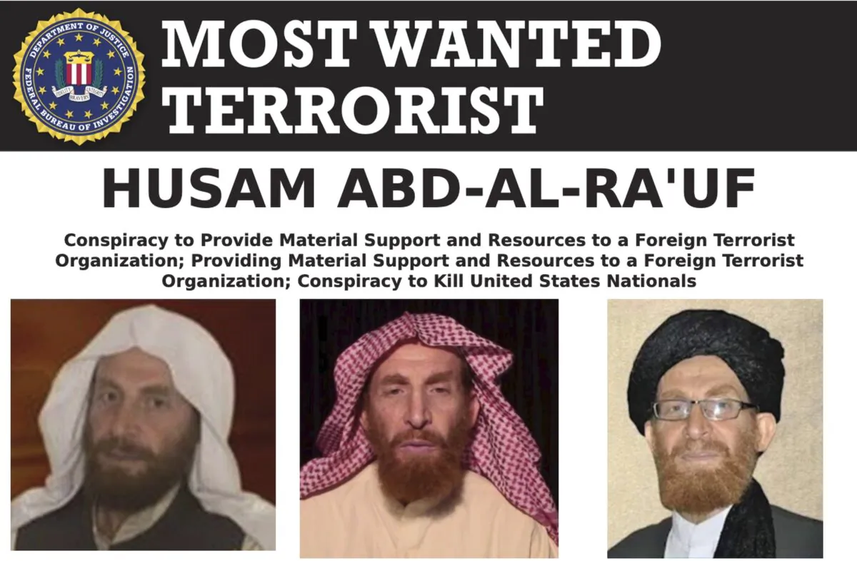 The wanted poster of al-Qaeda propagandist Husam Abd al-Rauf, also known by the nom de guerre Abu Muhsin al-Masri. (FBI via AP)