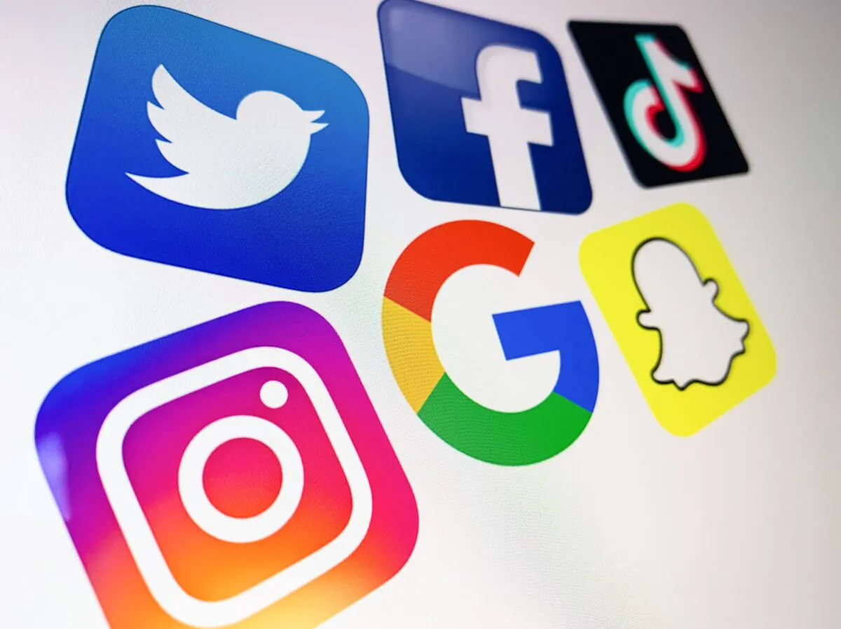 Logos of big tech platforms on a computer screen on Oct. 21, 2020. (Denis Charlet/AFP via Getty Images)
