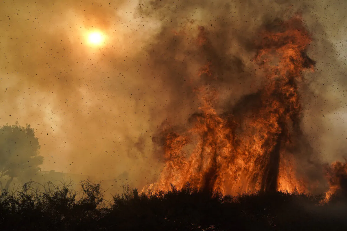 The Silverado Fire burns along the 241 State Highway on Oct. 26, 2020, in Irvine, Calif. (Jae C. Hong/AP Photo)