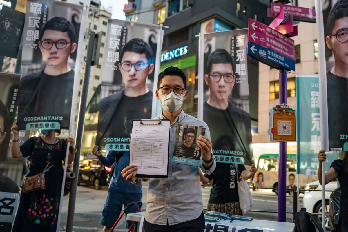Pro-democracy activist Nathan Law speaks to members of media during a press conference in Hong Kong on June 19, 2020. (Anthony Kwan/Getty Images)