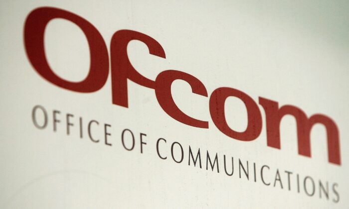 The OFCOM (Office of Communication) logo on the front of their headquarters in London, on Jan. 18, 2007. (Bruno Vincent/Getty Images)