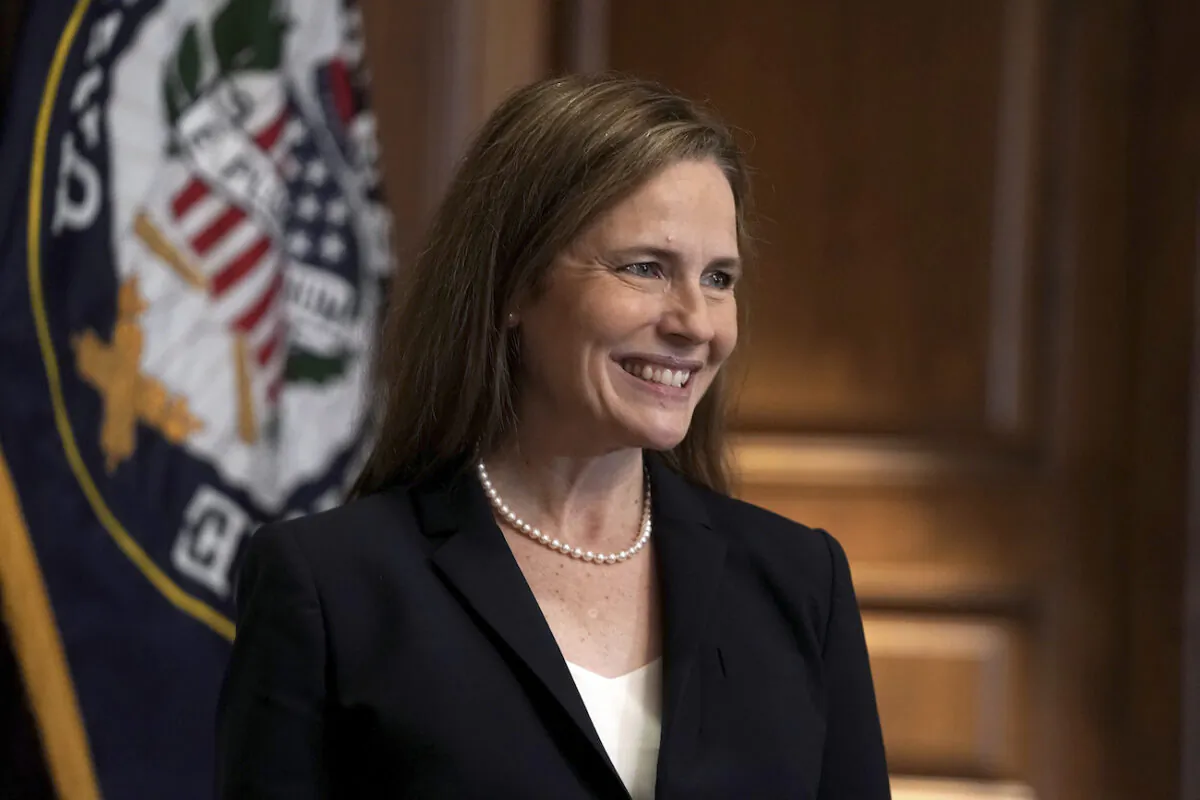 Supreme Court nominee Amy Coney Barrett on Capitol Hill in Washington, on Oct. 21, 2020. (Greg Nash/Pool via AP)