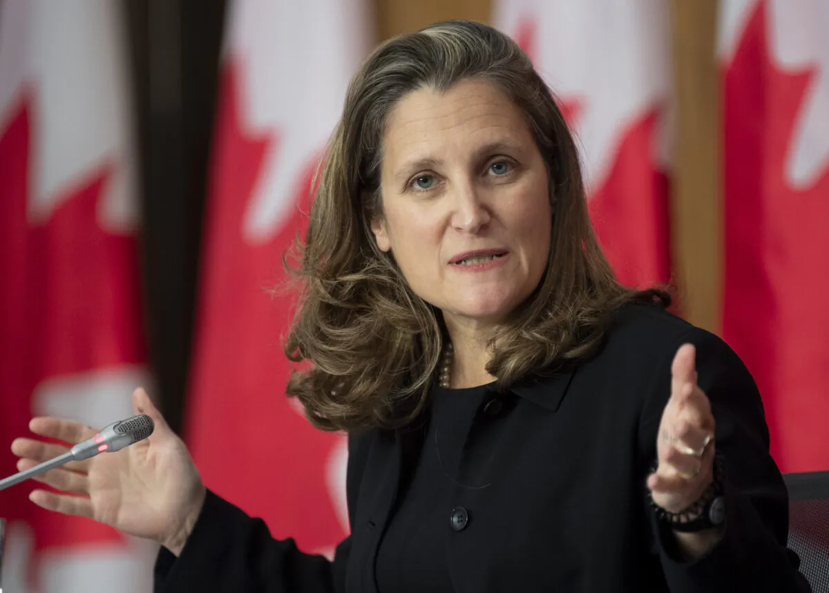 Freeland Says Her COVID-19 Test Is Negative