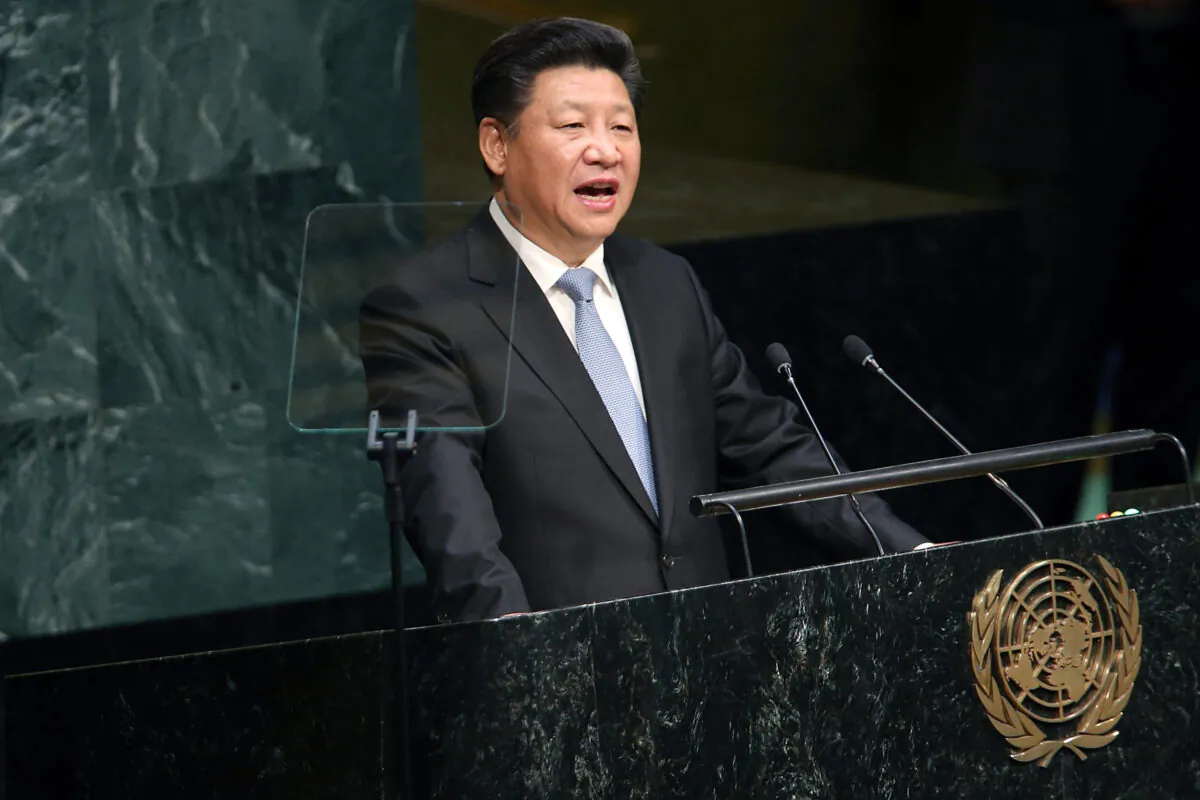 Chinese leader Xi Jinping delivers remarks at the United Nations General Assembly at U.N. headquarters in New York City on Sept. 28, 2015. (Spencer Platt/Getty Images)