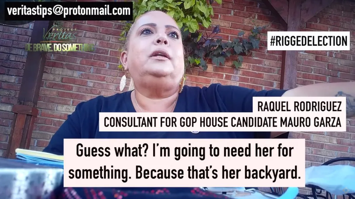 A woman caught on hidden camera by Project Veritas, who identified her as Raquel Rodriguez. (Project Veritas/Youtube)