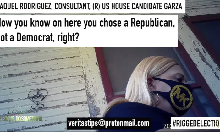A screenshot from a Project Veritas expose on a woman who allegedly challenged and changed voters' ballots. (Project Veritas/YouTube)