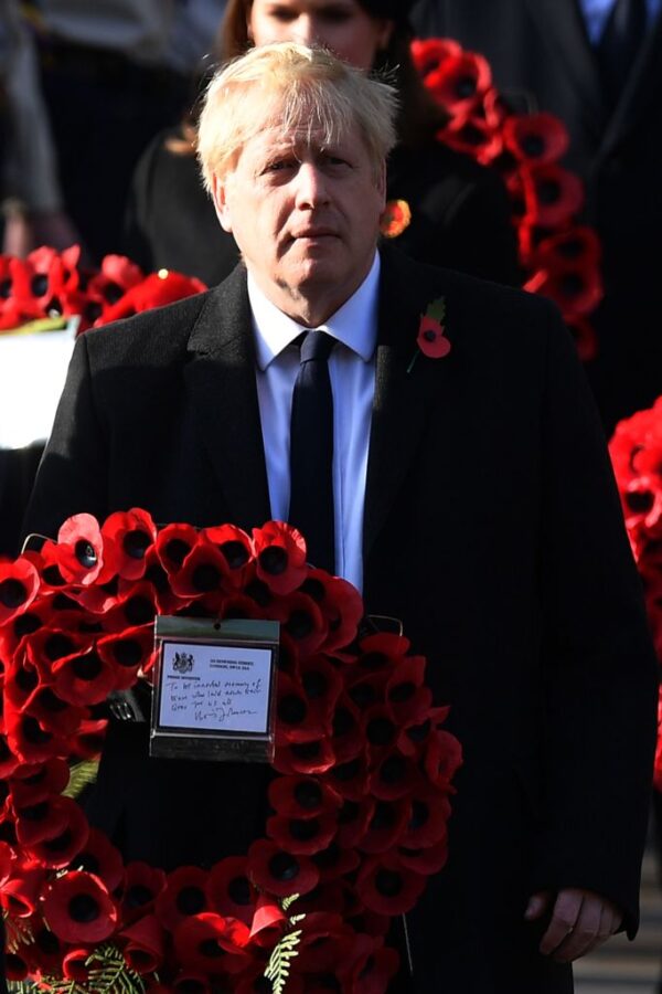 Britain's Prime Minister Boris Johnson taking part in the Remembrance Sunday