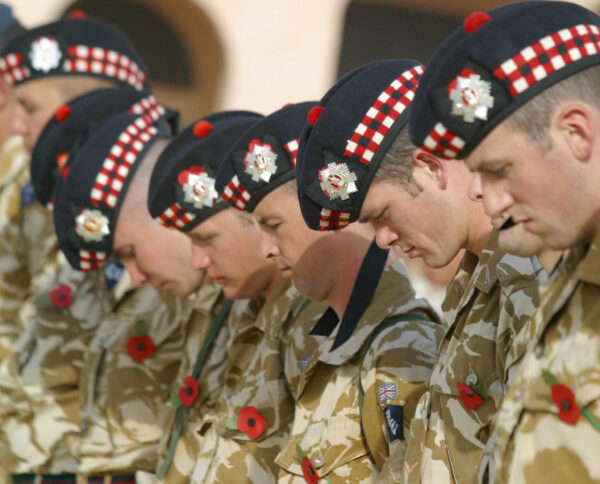 British soldiers observe two minutes of