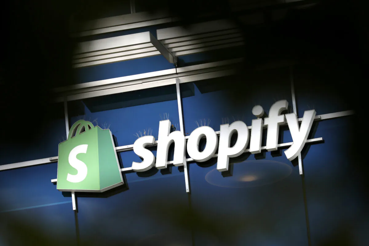 The logo of Shopify is seen outside its headquarters in Ottawa, on Sept. 28, 2018. (Reuters/Chris Wattie)