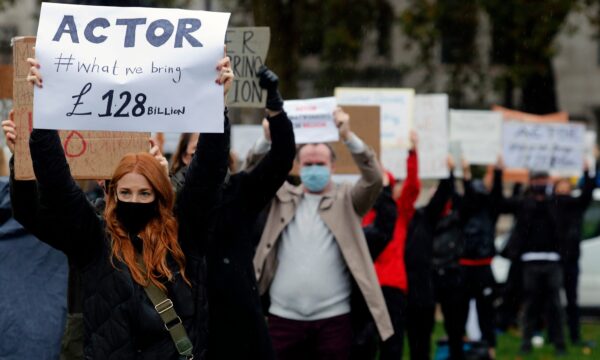 Actors and performers protest against coronavirus restrictions