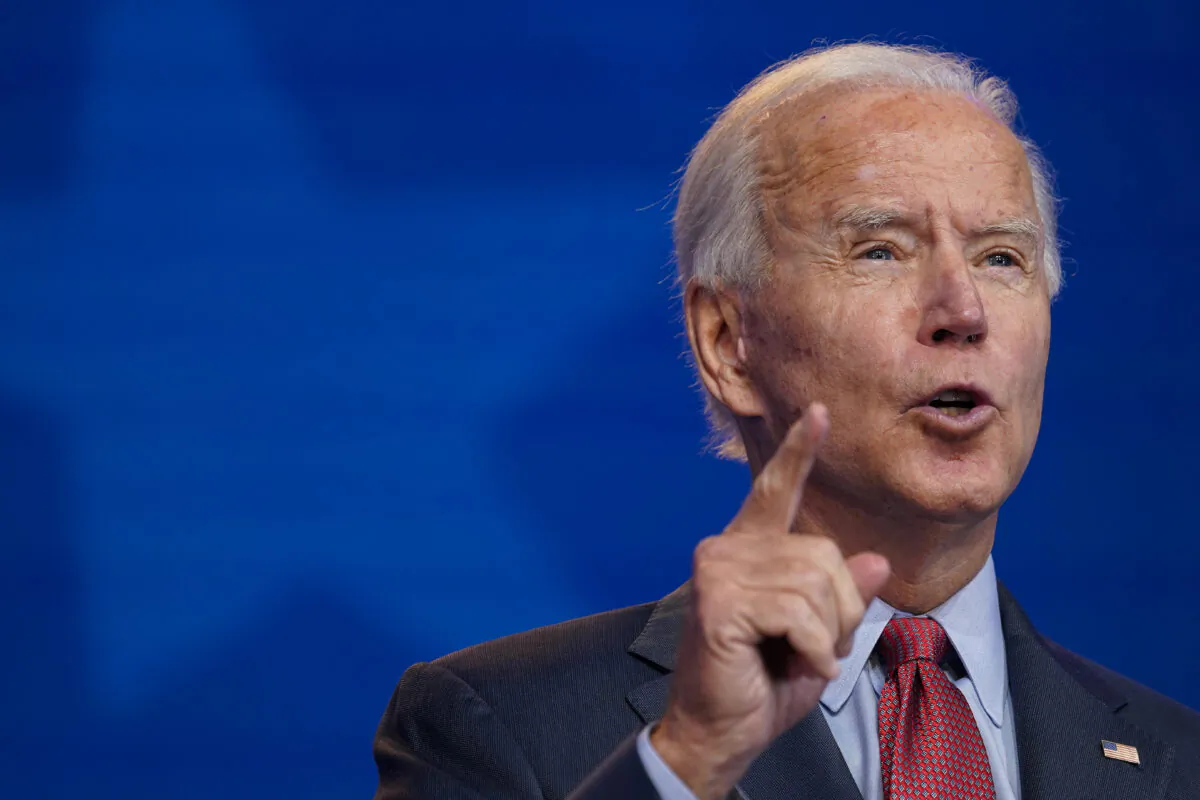 Democratic presidential nominee Joe Biden at The Queen theater in Wilmington, Del. on Oct. 28, 2020. (Drew Angerer/Getty Images)