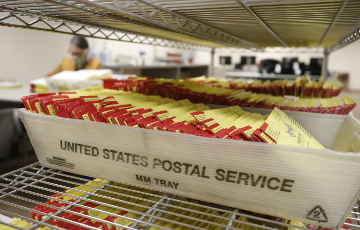 Mail-in ballots at the Salt Lake County election office in Salt Lake City on Oct. 29, 2020. (George Frey/AFP via Getty Images)