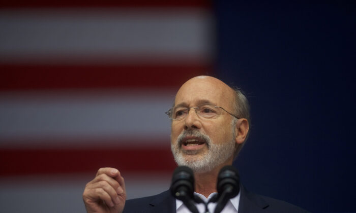 Pennsylvania Governor Tom Wolf addresses supporters for statewide Democratic candidates in Philadelphia, Penn. on Sept. 21, 2018. (Mark Makela/Getty Images)