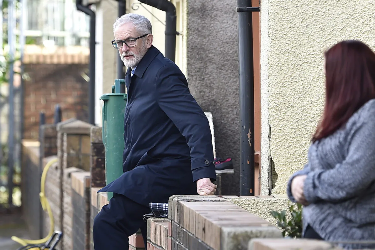 Then-leader of the Labour Party Jeremy Corbyn in Rhydyfelin, Wales, on Feb. 20, 2020. (Matthew Horwood/Getty Images)