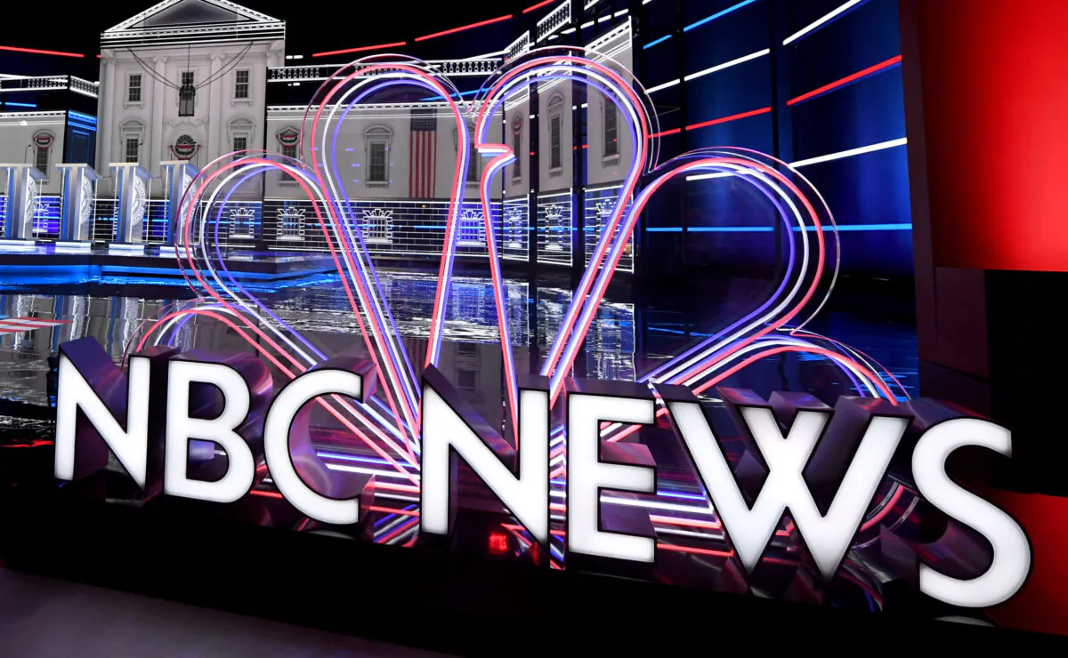 The NBC News logo in Las Vegas, Nevada, on Feb. 18, 2020. (Ethan Miller/Getty Images)