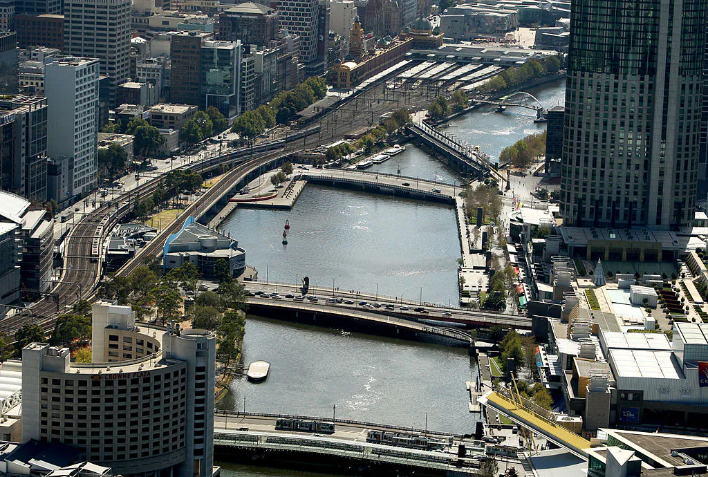 An aerial view of the Yarra River and Melbourne CBD in Melbourne, Australia, on Feb. 12, 2009.  (Mark Dadswell/Getty Images)