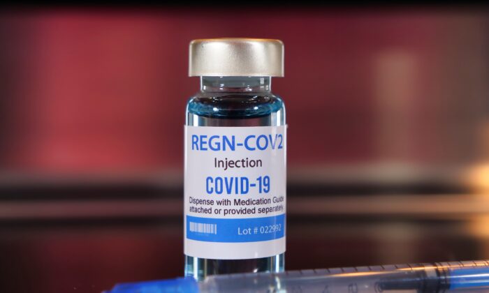 A vial of Regeneron's COVID-19 monoclonal antibody treatment in a file photo. (Bernard Chantal/Shutterstock)