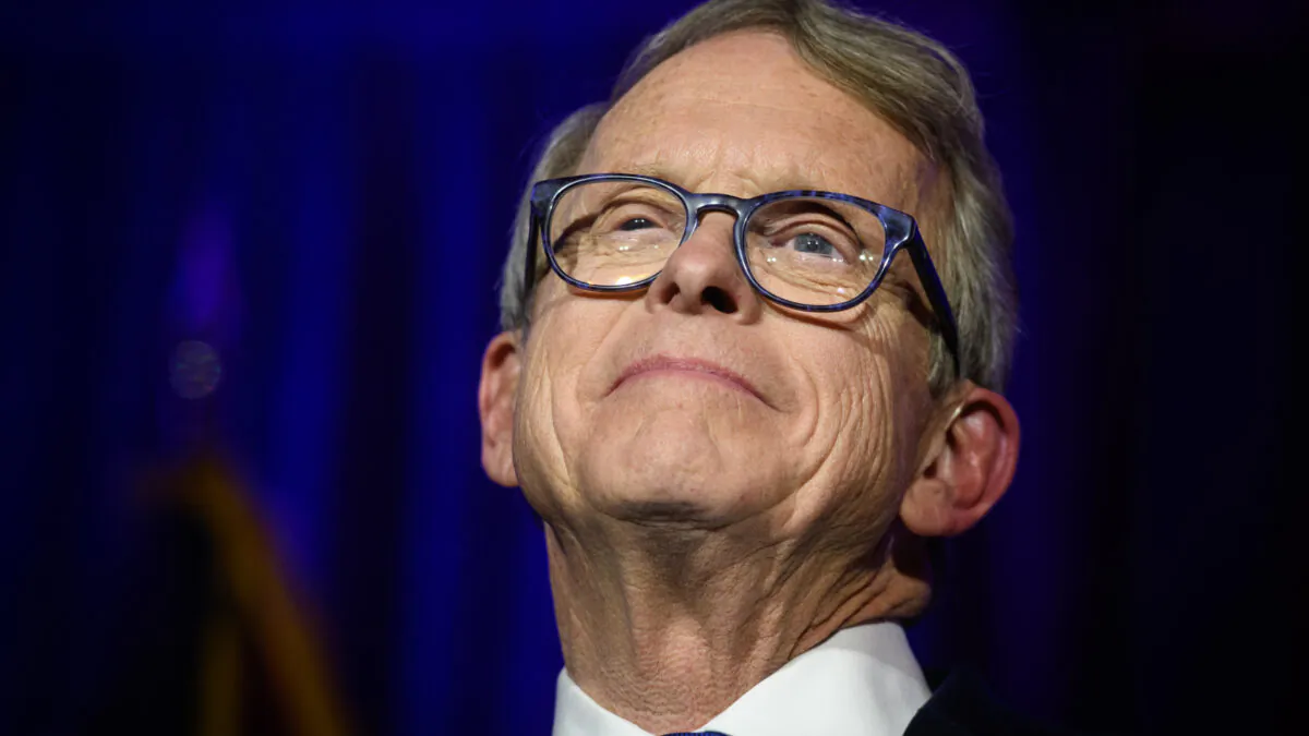 Ohio Governor Mike DeWine gives his victory speech after winning the Ohio gubernatorial race at the Ohio Republican Party's election night party at the Sheraton Capitol Square on Nov. 6, 2018 in Columbus, Ohio. (Justin Merriman/Getty Images)
