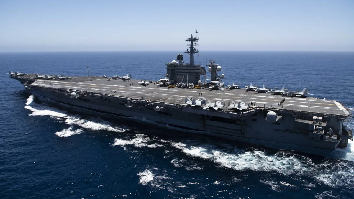 The aircraft carrier USS Theodore Roosevelt (CVN 71) transits the Pacific Ocean. (U.S. Navy via Getty Images)