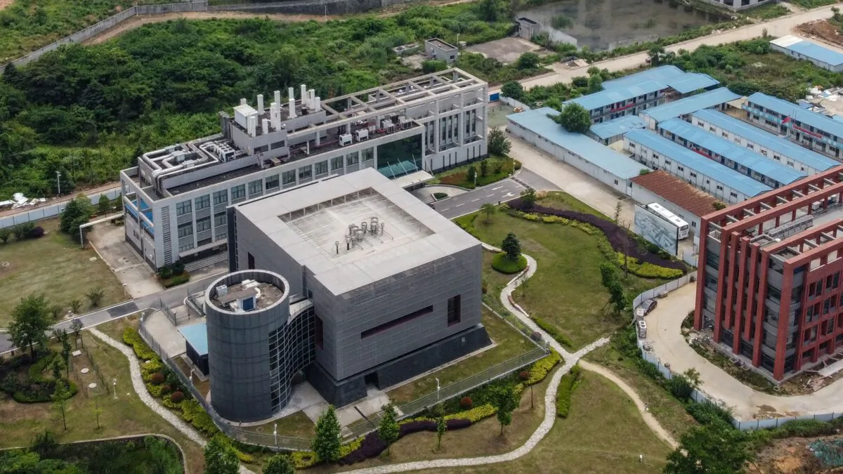 This aerial view shows the P4 laboratory (L) on the campus of the Wuhan Institute of Virology in Wuhan in China's central Hubei province on May 27, 2020. (Hector Retamal/AFP via Getty Images)
