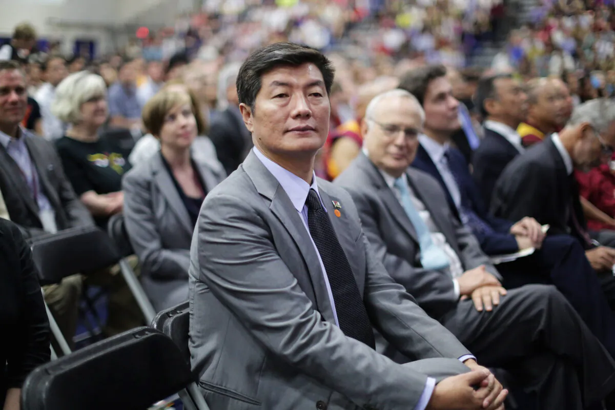 Lobsang Sangay, the president of the Tibetan government-in-exile, attends an event with the Dalai Lama at the Bender Arena on the campus of American University in Washington on June 13, 2016. (Chip Somodevilla/Getty Images)