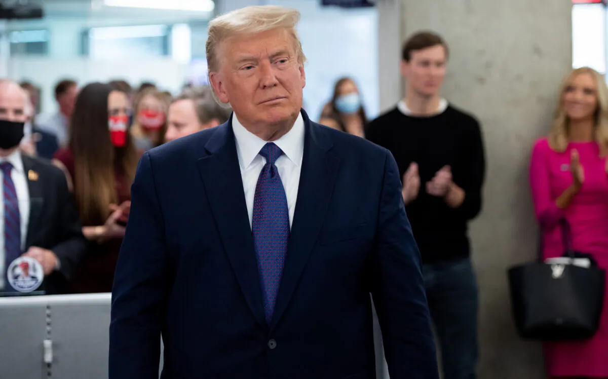 President Donald Trump visits his campaign headquarters in Arlington, Va., on Nov. 3, 2020. (Saul Loeb/AFP via Getty Images)