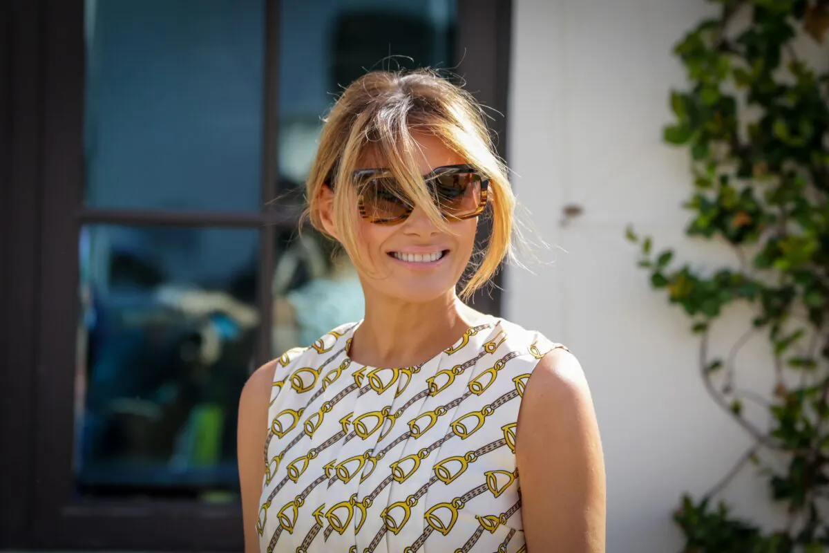 After voting, First Lady Melania Trump leaves the Morton and Barbara Mandel Recreation Center in Palm Beach, Fla., on Nov. 3, 2020. (Zak Bennett/AFP via Getty Images)