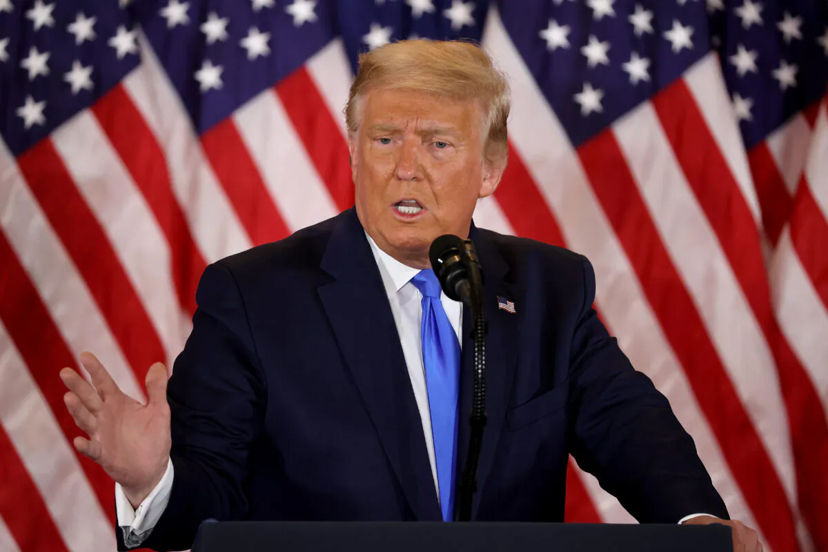 President Donald Trump speaks on election night in the East Room of the White House shortly after 2 a.m. in Washington on Nov. 4, 2020 (Chip Somodevilla/Getty Images)