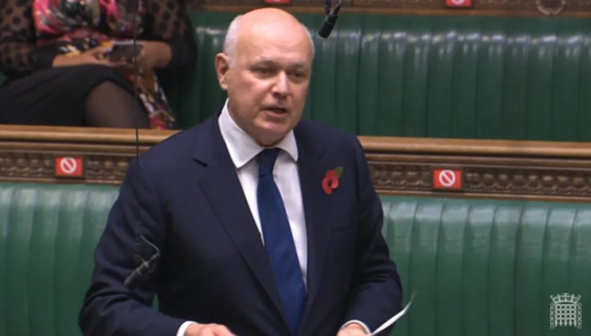 Former Conservative Party leader Iain Duncan Smith talks in the House of Commons in London on Nov. 4, 2020. (Parliament TV)