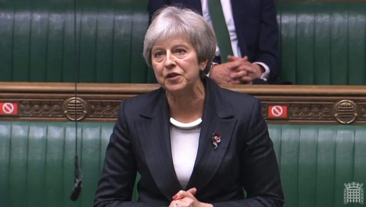 Former Prime Minister Theresa May talks in the House of Commons on Nov. 4, 2020. (Screenshot via Parliament TV)