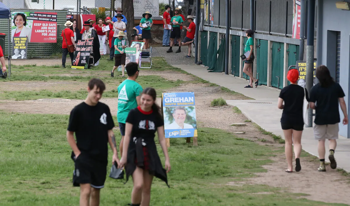 A general view at a polling booth in Brisbane, Australia, on Oct. 31, 2020. (Jono Searle/Getty Images)