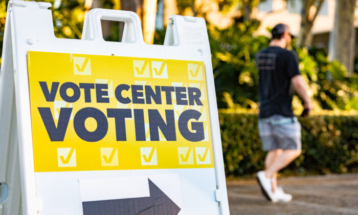 Voters enter a polling station at Irvine City Hall in Irvine, Calif., on Nov. 2, 2020. (John Fredricks/The Epoch Times)