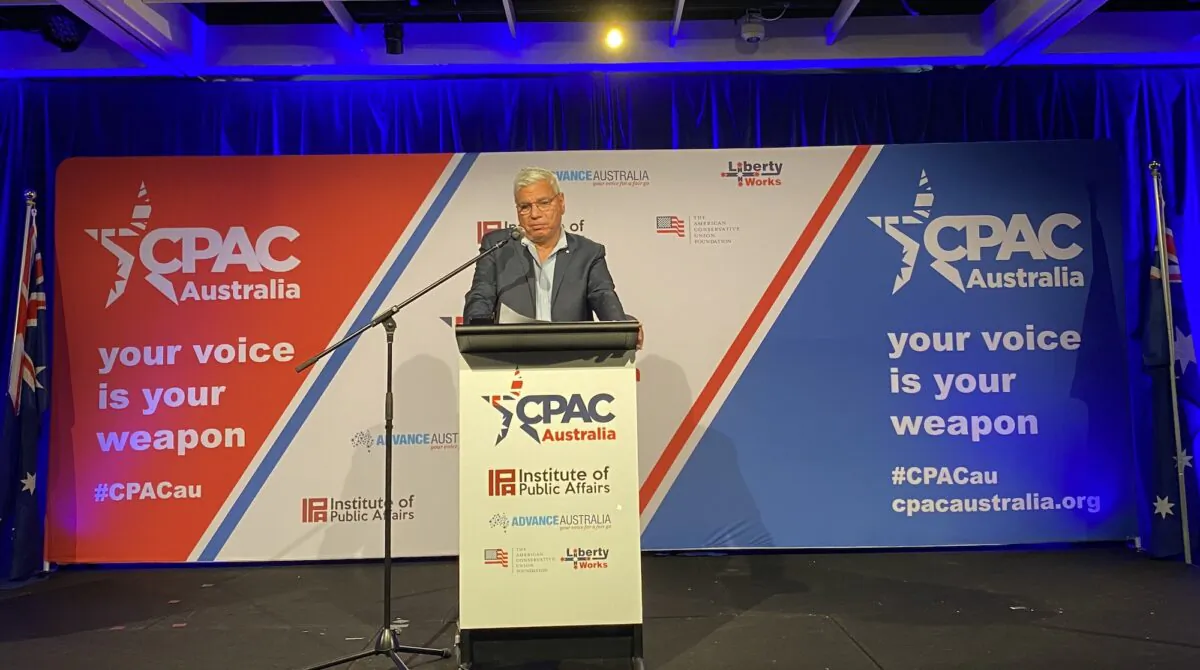 Warren Mundine AO speaking at CPAC in Sydney, Australia on Oct. 4, 2020. (The Epoch Times)