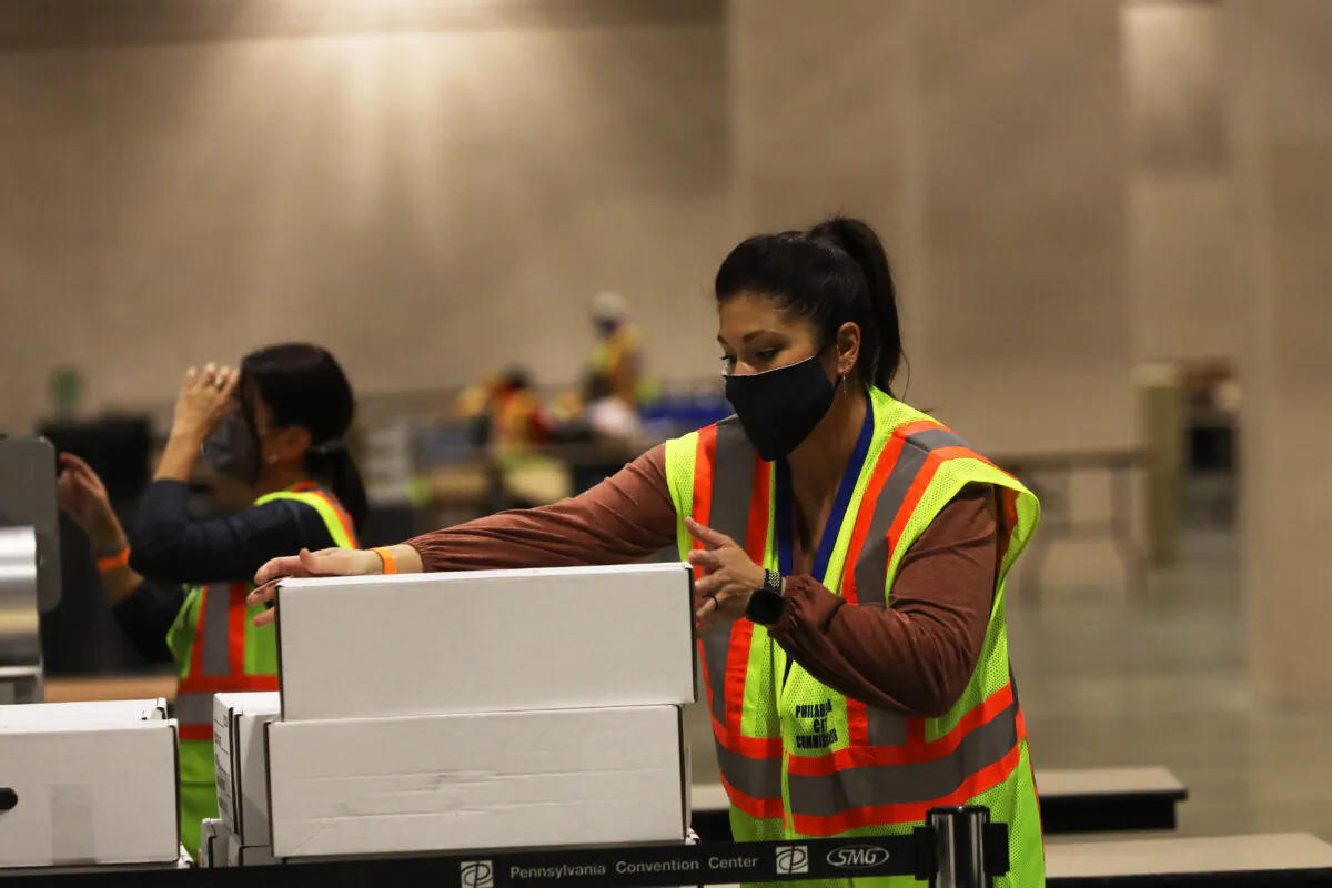 Election workers count ballots in Philadelphia, Penn., Nov. 3, 2020. (Spencer Platt/Getty Images)
