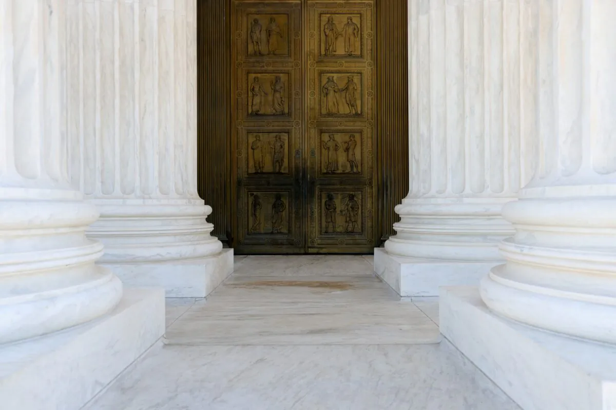 A general view shows the front doors of the U.S. Supreme Court building in Washington on Nov. 4, 2020. (Jonathan Ernst/Reuters)