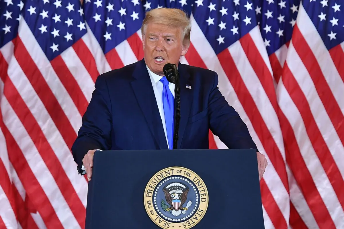 President Donald Trump speaks during election night in the East Room of the White House in Washington, early Nov. 4, 2020. (Mandel Ngan/AFP via Getty Images)